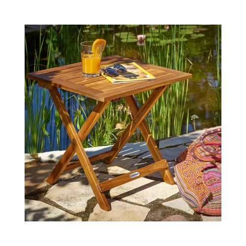 Bild von Gartentisch geöltes Akazienholz 46x46cm klappbar