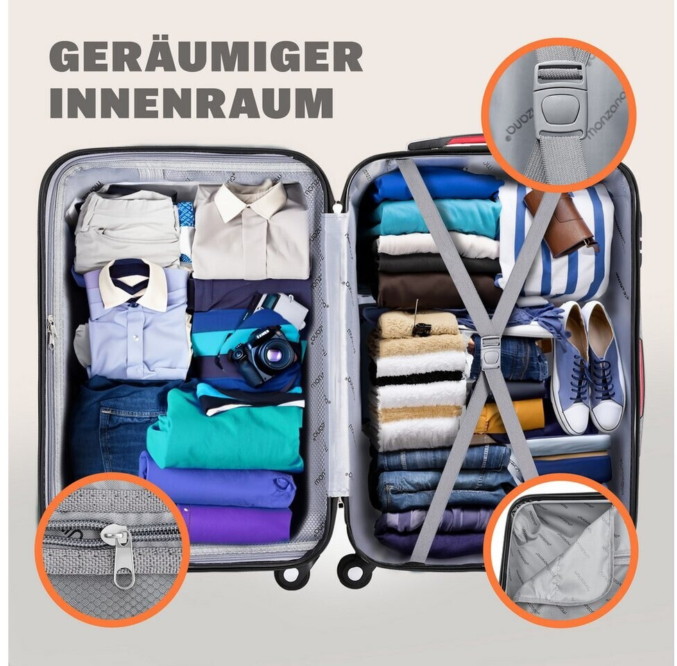 Bild von Monzana® Kofferset Baseline 3er Hartschalen-Koffer Trolley Reisekoffer Rollkoffer Handgepäck 4 Rollen M-L-XL Set Blau