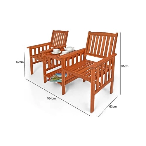 Bild von Gartenbank Akazienholz mit Tisch 164x63x91cm