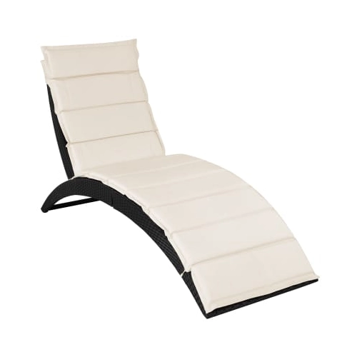 Bild von Polyrattan-Sonnenliege Halbmond Schwarz klappbar