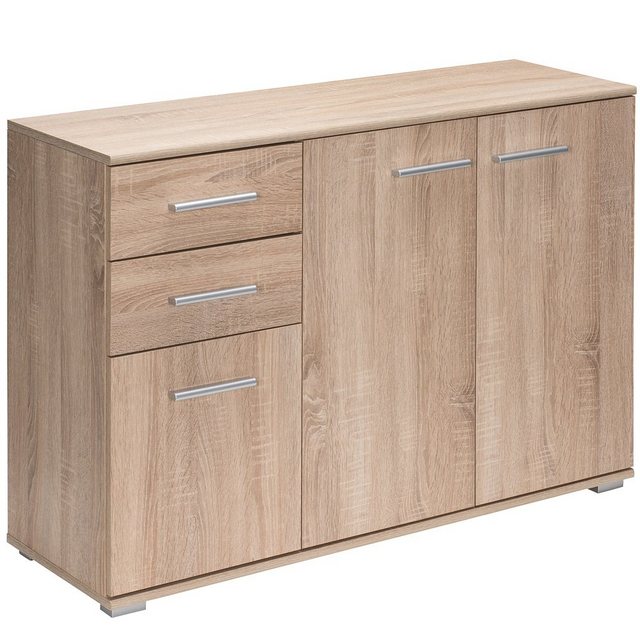 Bild von Casaria Kommode Alba DB101, mit 3 Türen 2 Schubladen 107x75x35cm spiegelbarer Aufbau Holz