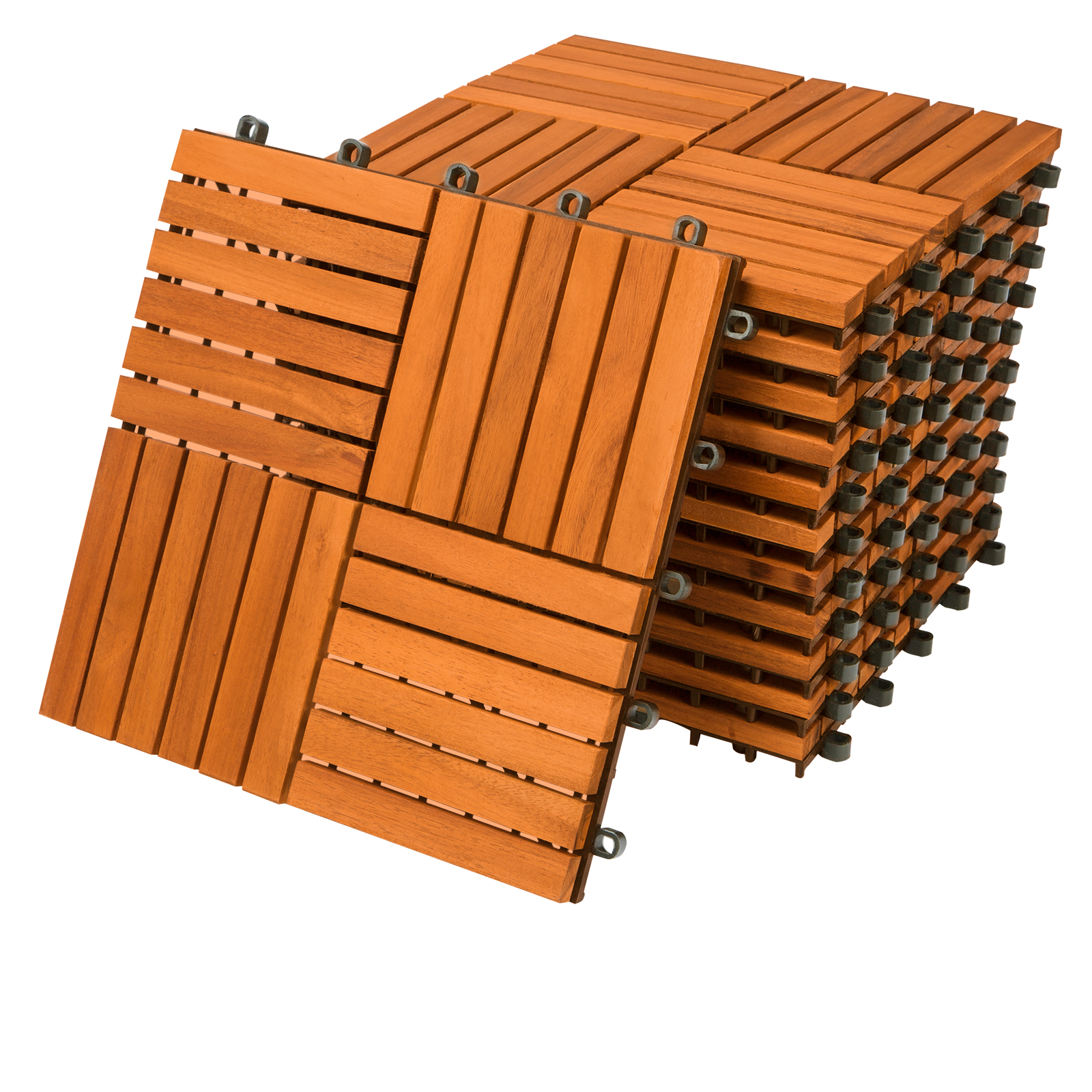 Bild von CASARIA® Holzfliesen FSC®-zertifiziertes Akazienholz 1m² Fliese Akazie Quattro 30x30cm Klicksystem zuschneidbar Terrasse