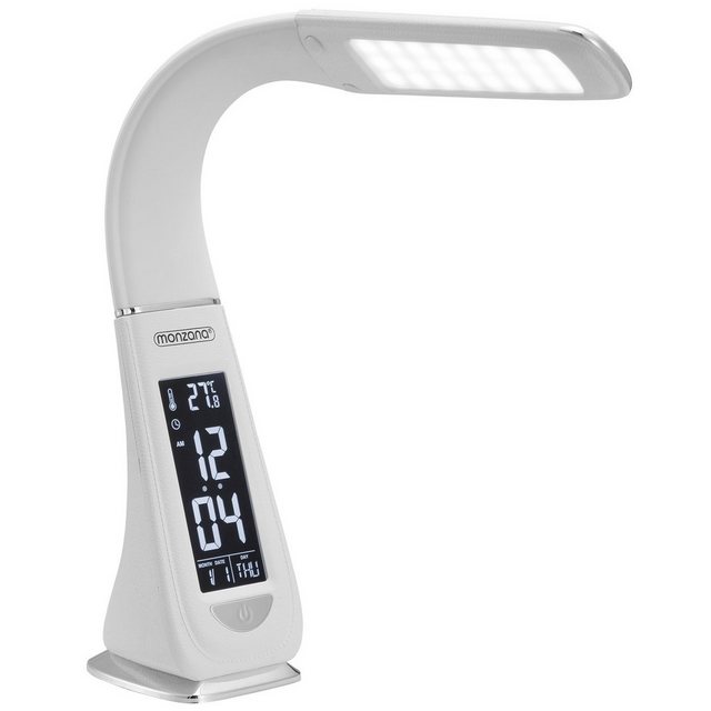 Bild von monzana Schreibtischlampe Lilly, LED, neutralweiß, LED Schreibtischlampe mit Display Kalender Uhr Wecker Thermometer