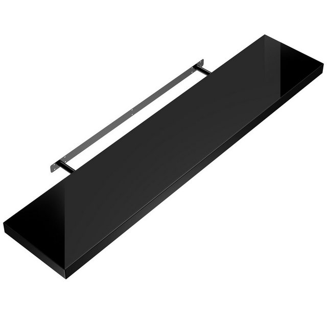Bild von Casaria Wandboard, Schwarz Hängeregal mit Halterung 15kg Tragkraft Küche Hochglanz 110cm