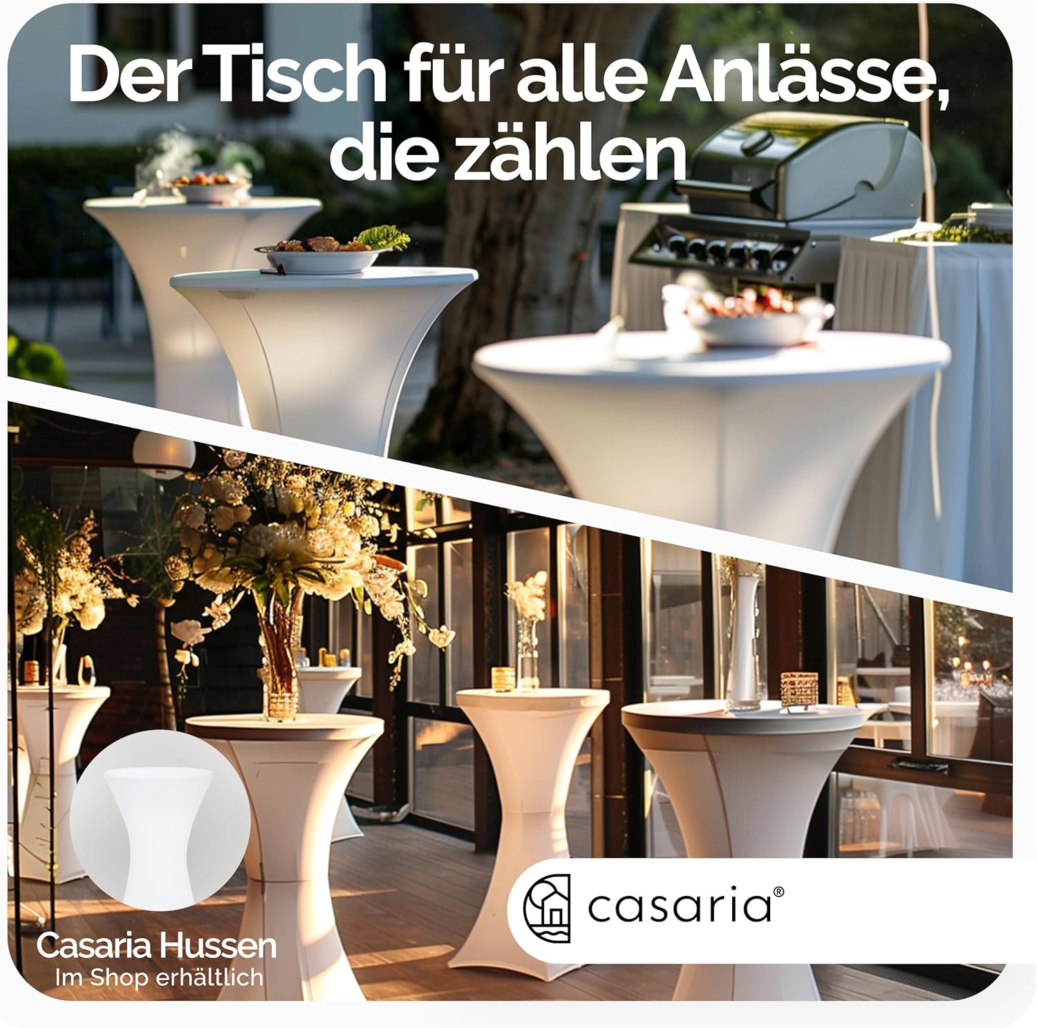 Bild von Casaria® Stehtisch Klappbar 110cm Hoch Rund Ø 60cm Outdoor Holz Stabil Garten Bistrotisch Bartisch Biertisch Partytisch Esstisch Klapptisch Tisch Weiß