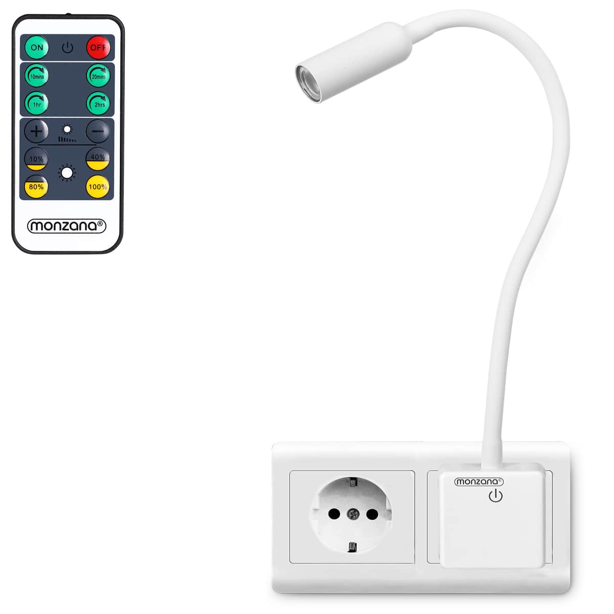Bild von monzana Schreibtischlampe, LED fest verbaut, tageslichtweiß, LED Steckerlampe 46,5cm Steckdosenlampe Steckerleuchte 5000K