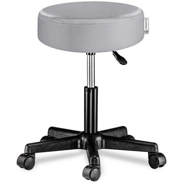 Bild von Casaria Drehhocker 100% Metall, Höhenverstellbar 10cm Polsterung 46-60cm Sitzhöhe 360° Drehbar Ø35cm
