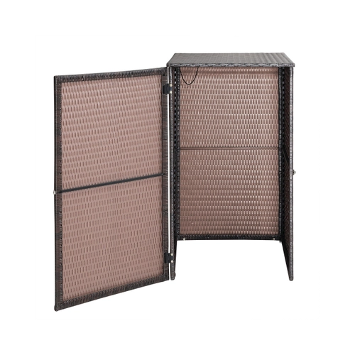 Bild von Polyrattan Mülltonnenbox Braun 115x65x80cm