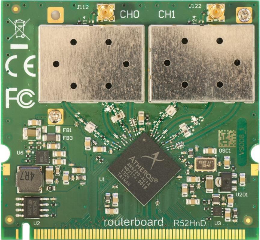Bild von MikroTik 802.11a/b/g/n High Power Dual Band MiniPC (PCI), Netzwerkkarte, Grün