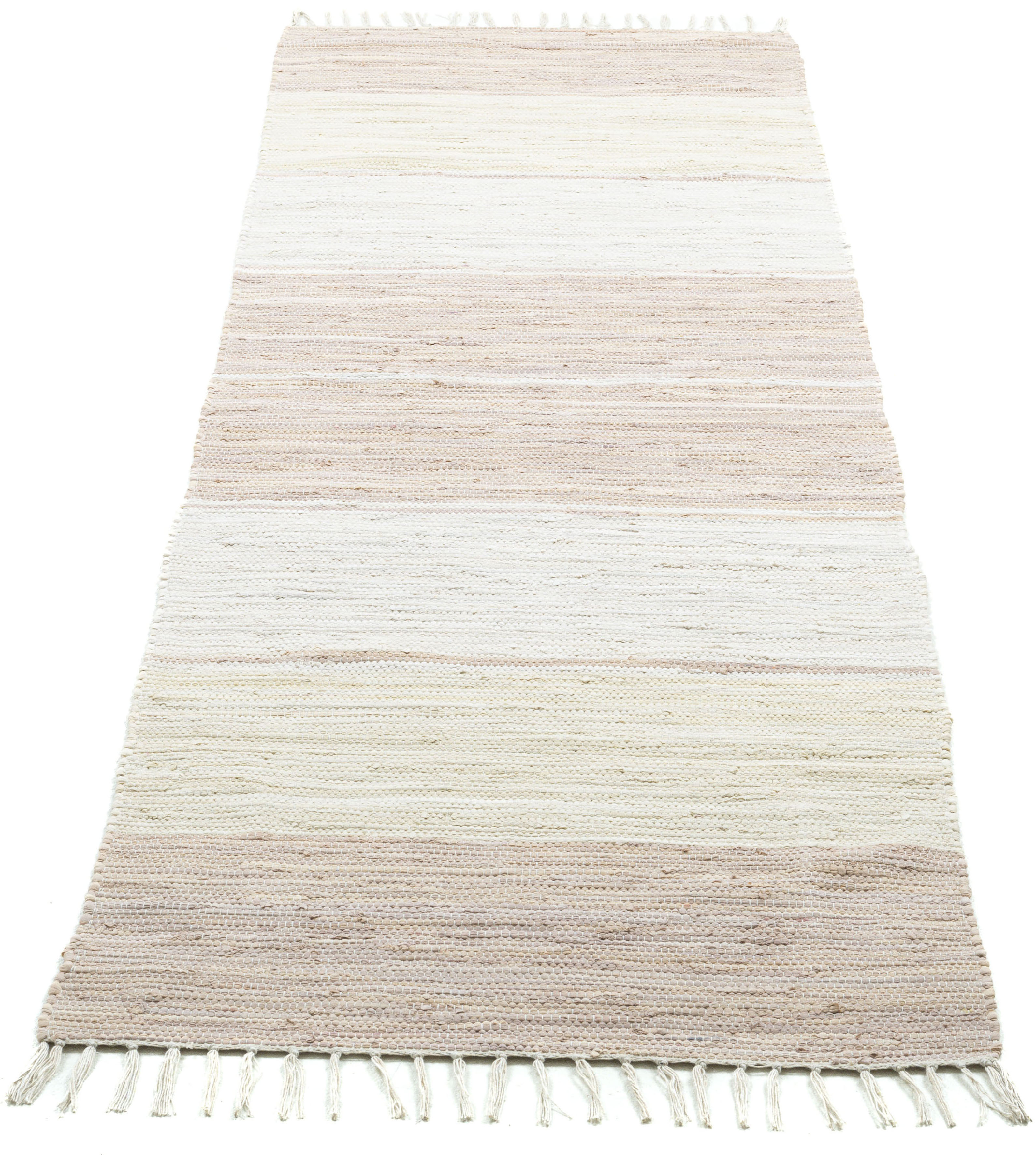 Bild von THEKO Läufer "Stripe Cotton", rechteckig, 5 mm Höhe, Handweb Flachgewebe, reine Baumwolle, handgewebt, mit Fransen