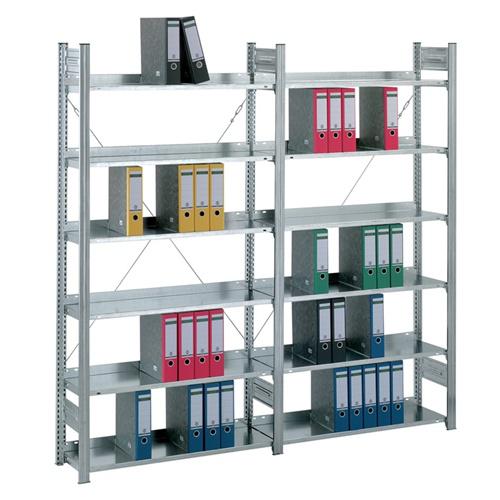 Bild von Steckregal silber H2350xB750xT600mm, Büro Anbauregal 7 Stahlböden Trgf.90kg