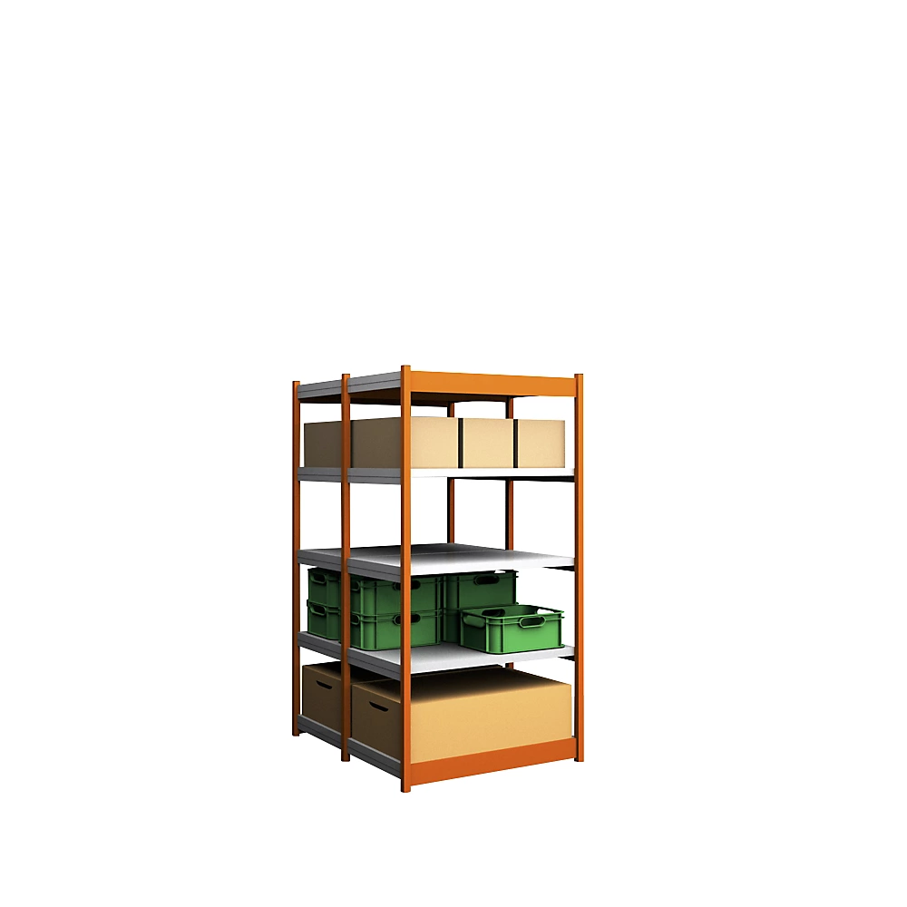 Bild von Steckregal H2000xB1025xT2x600mm, Grundregal 10Bd. Trgf.200kg reinorange/verz.HOFE