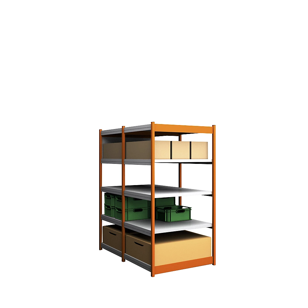 Bild von Steckregal H2000xB1025xT2x800mm, Grundregal 10Bd. Trgf.200kg reinorange/verz.HOFE