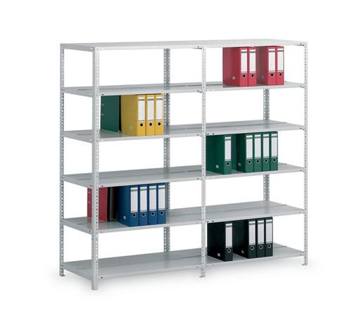 Bild von Schraubregal Büro H2200xB750xT600mm, Anbauregal zweiseitig verz. silber