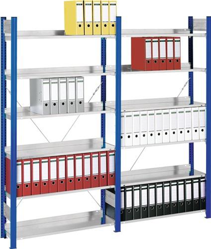 Bild von Büroregal weiß H2000xB1000xT300mm, Büro Anbauregal 6Stahlbödverz.Trgf.60kg