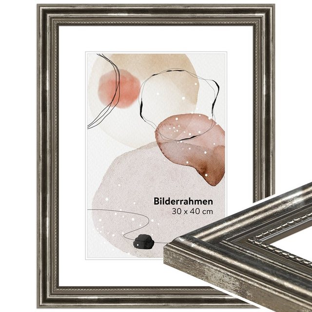 Bild von WANDStyle Bilderrahmen H450 aus Massivholz in Silber 13 x 18 cm im Stil Antik