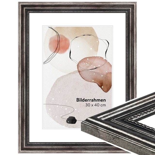 Bild von WANDStyle Bilderrahmen H450 aus Massivholz in Metall-Optik 29,7 x 42 cm im Stil Antik