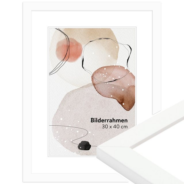 Bild von WANDStyle Bilderrahmen H430 aus Massivholz in Weiß 29,7 x 42 cm im Stil Klassisch