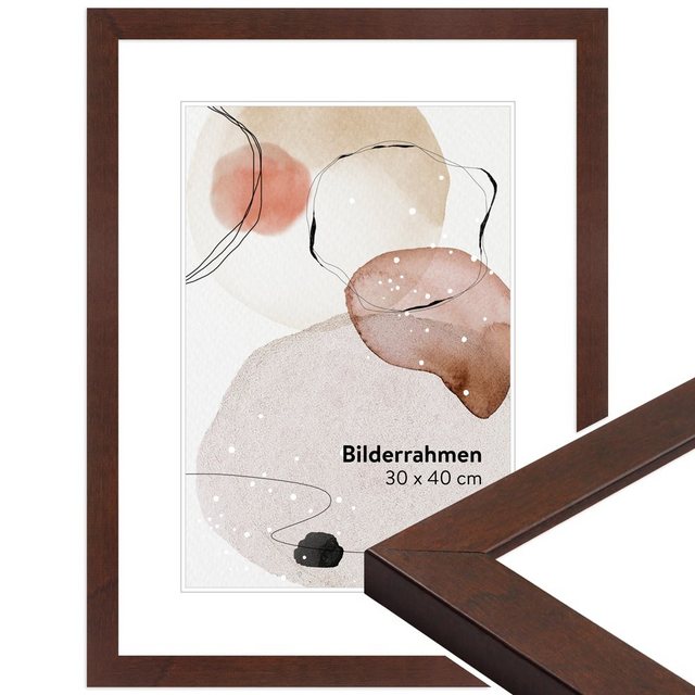 Bild von WANDStyle Bilderrahmen H430 aus Massivholz in Nussbaum 18 x 24 cm im Stil Klassisch