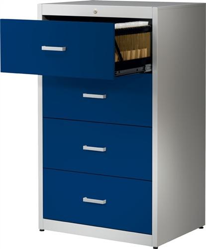 Bild von Hängeregistraturschrank H750xB434xT600mm, 1-bahnig grau/blau 2Schubl.o.Softeinzug