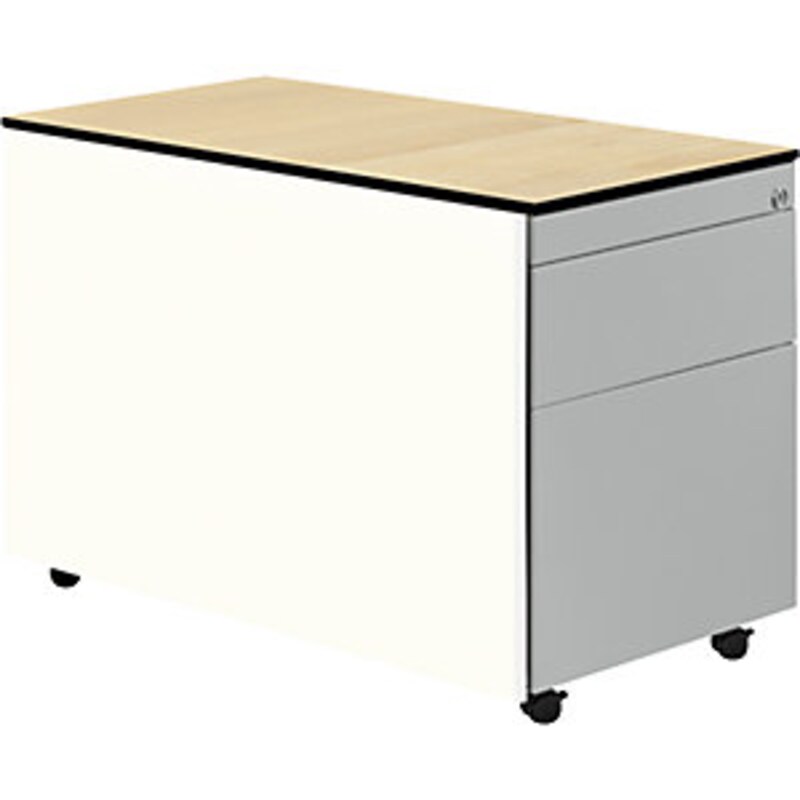 Bild von Schubladencontainer m.Rollen, 573x800, 1 Materials., 1 Hängereg, weiß/alu/Ahorn