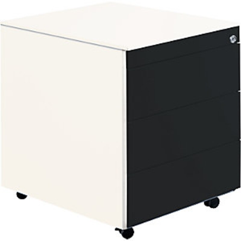 Bild von Schubladencontainer mit  Rollen, 570x600, Stahlpl., 3 Schubl. weiß/anthr.