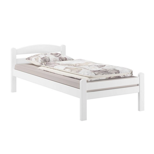 Bild von Erstholz Bett Einzelbett Gästebett massiv Buche weiß 90x200