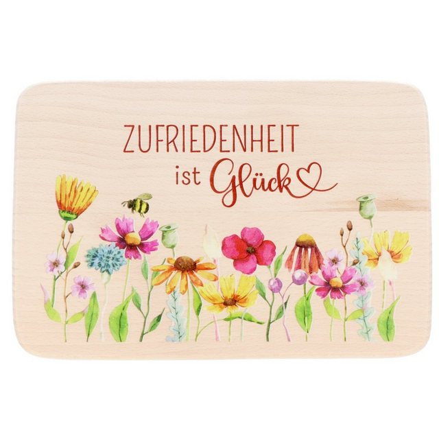 Bild von Spruchreif | Frühstücksbrettchen aus Holz mit UV-Druck | Geschenkidee Freundin | Einzugsgeschenk | "Zufriedenheit ist Glück"