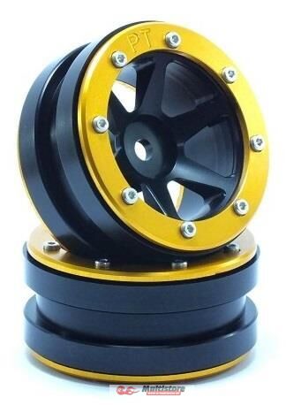 Bild von Metsafil Beadlock Wheels PT-Slingshot Schwarz/Gold 1.9 (2 St.) / MT0030BGO