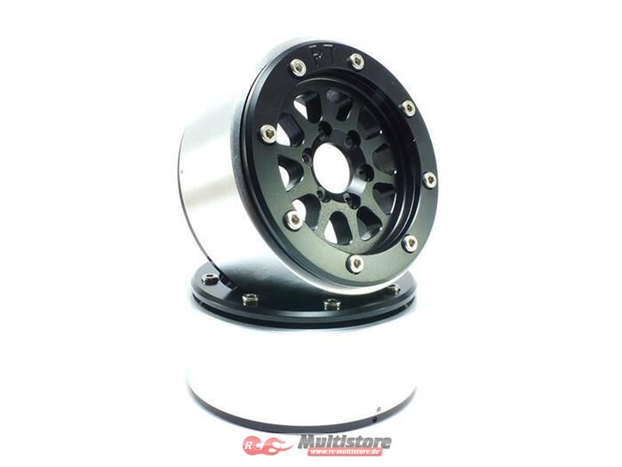 Bild von Metsafil Beadlock Crawler Wheels GEAR schwarz/schwarz 1.9 (2 St.) ohne Radnabe / MT5030BB