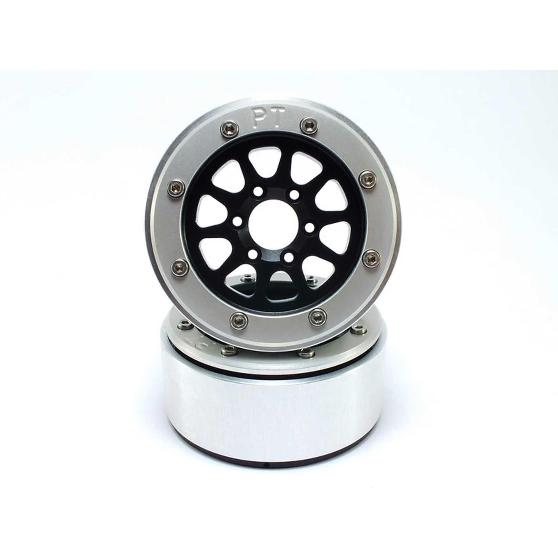 Bild von Metsafil beadlock wheels gear schwarz/silber 1.9 (2 st.) ohne radnabe