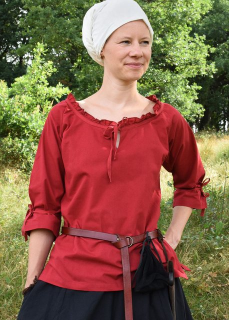 Bild von Battle Merchant Kostüm Mittelalter Bluse Birga mit 3/4 Arm, rot, Gr. L