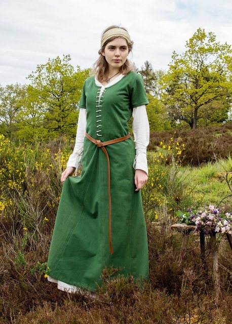 Bild von Battle Merchant Kostüm Kurzärmelige Cotehardie Ava, Mittelalterkleid, grün, Gr. M