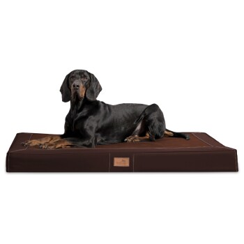 Bild von tierlando® Oscar VIP Ortho Hundematratze Kunstleder Velours Orthopädisches Hundebett VISCO Größe: OS4 100cm | Farbe: AL-01 braun