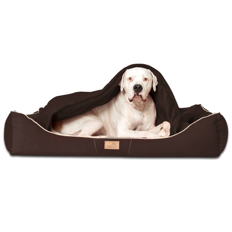 Bild von Tierlando ® RUDOLPH - Orthopädisches Hundebett inkl. Schonbezug mit Hundedecke braun 1,6 m, 25 cm, 1,1 m