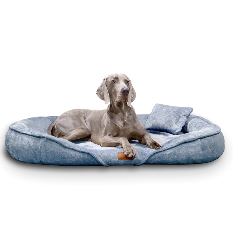 Bild von Tierlando ® XENIA - Orthopädisches Hundebett / Hundesofa blau/ grau 1,15 m, 20 cm, 90 cm