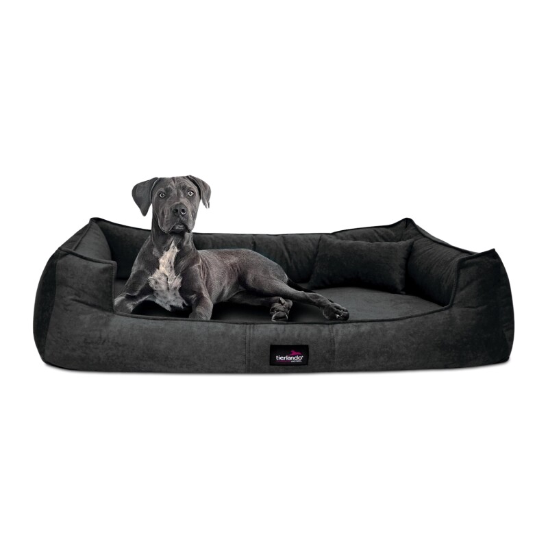 Bild von Tierlando ® BRUCE VELOURS Orthopädisches Hundebett Soft schwarz 1,3 m, 25 cm, 1 m