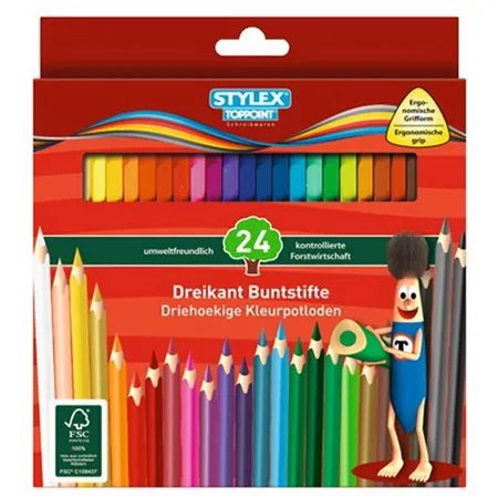 Bild von Stylex Schreibwaren Buntstift 72 (3x 24) Dreikant Buntstifte Farbstifte Malstifte