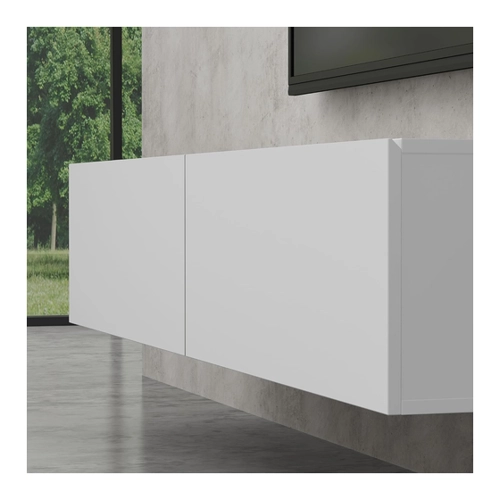 Bild von doporro TV Lowboard Holz 240 cm in matt weiß, doporro TV Lowboard Fernsehschrank Wohnzimmer | TV-Schrank hängend Fernsehtisch Fernsehschrank Hängeschrank 240cm