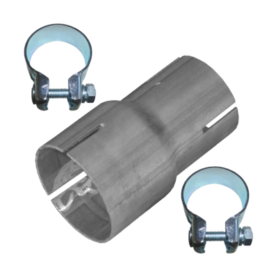 Bild von Rohrreduzierung Rohr Reduzierstück 45mm auf 55mm Auspuff Adapter Bandstahl Schellen Reduktion Rohrverbinder Klemmstück Reduzierverbinder Abgasanlage Reduzierung Verbindungsstück