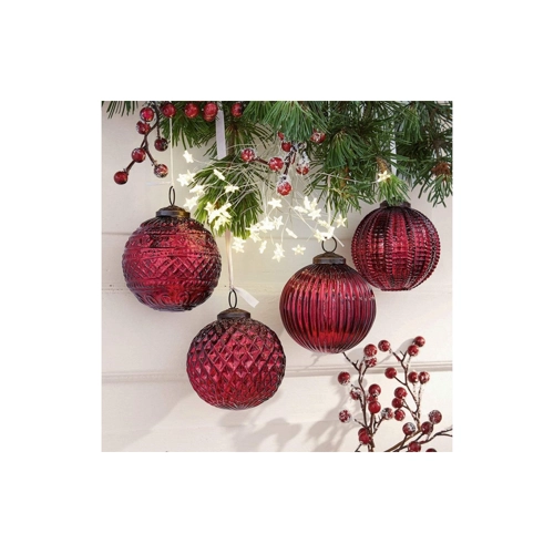 Bild von Nostalgisches Weihnachtsquartett aus Mundgeblasenem Glas