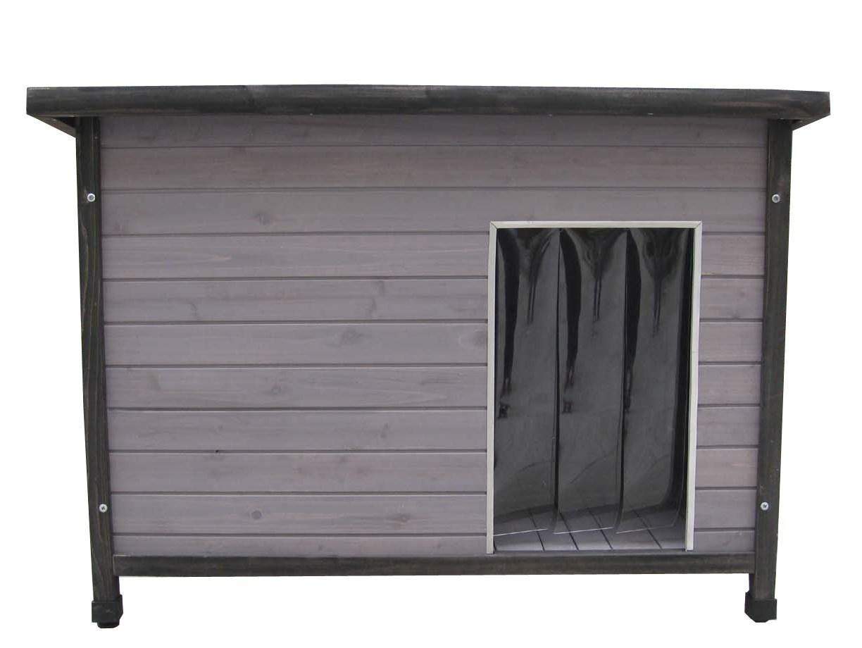 Bild von Moderne Holz-Hundehütte mit Flachdach. grau lasiert, 106 x 69 x 82 cm