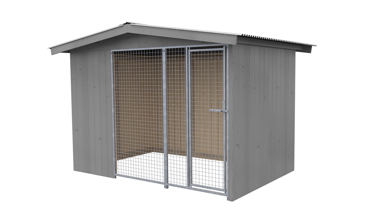 Bild von Villa Holz-Hundezwinger 2 x 3 m | Satteldach | Platingrau | Gitter