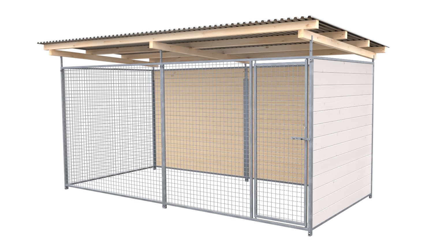 Bild von SAUERLAND Hundezwinger 2 x 3 m | 2-seitig geschlossen | weiß lasiert | Gitter 5x...
