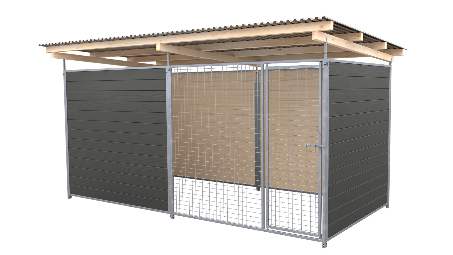 Bild von SAUERLAND Hundezwinger 2 x 3 m | 3,5-seitig geschlossen | graphitgrau | Gitter 5...
