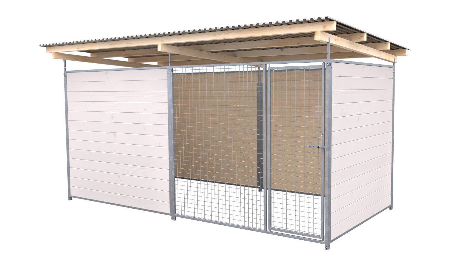 Bild von SAUERLAND Hundezwinger 2 x 3 m | 3,5-seitig geschlossen | weiß lasiert | Gitter ...
