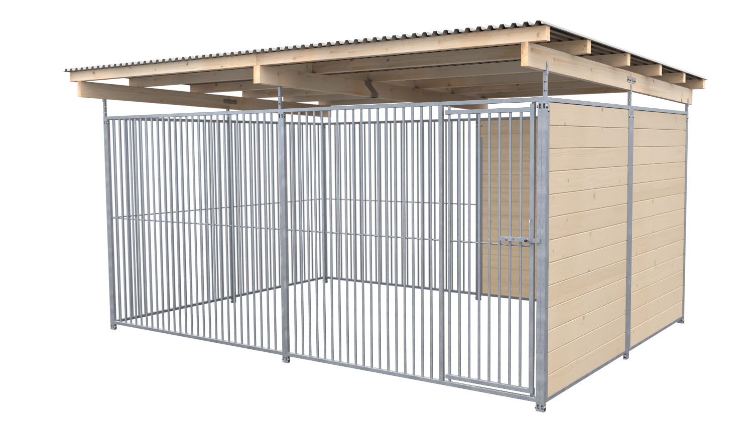 Bild von SAUERLAND Hundezwinger 3 x 3 m | 1,5-seitig geschlossen | naturbelassen | Rohrst...