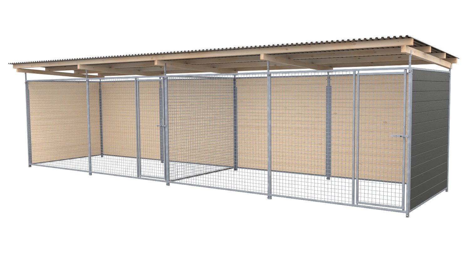 Bild von SAUERLAND Hundezwinger 2 x 6 m Doppelzwinger | 3-seitig geschlossen | graphitgra...