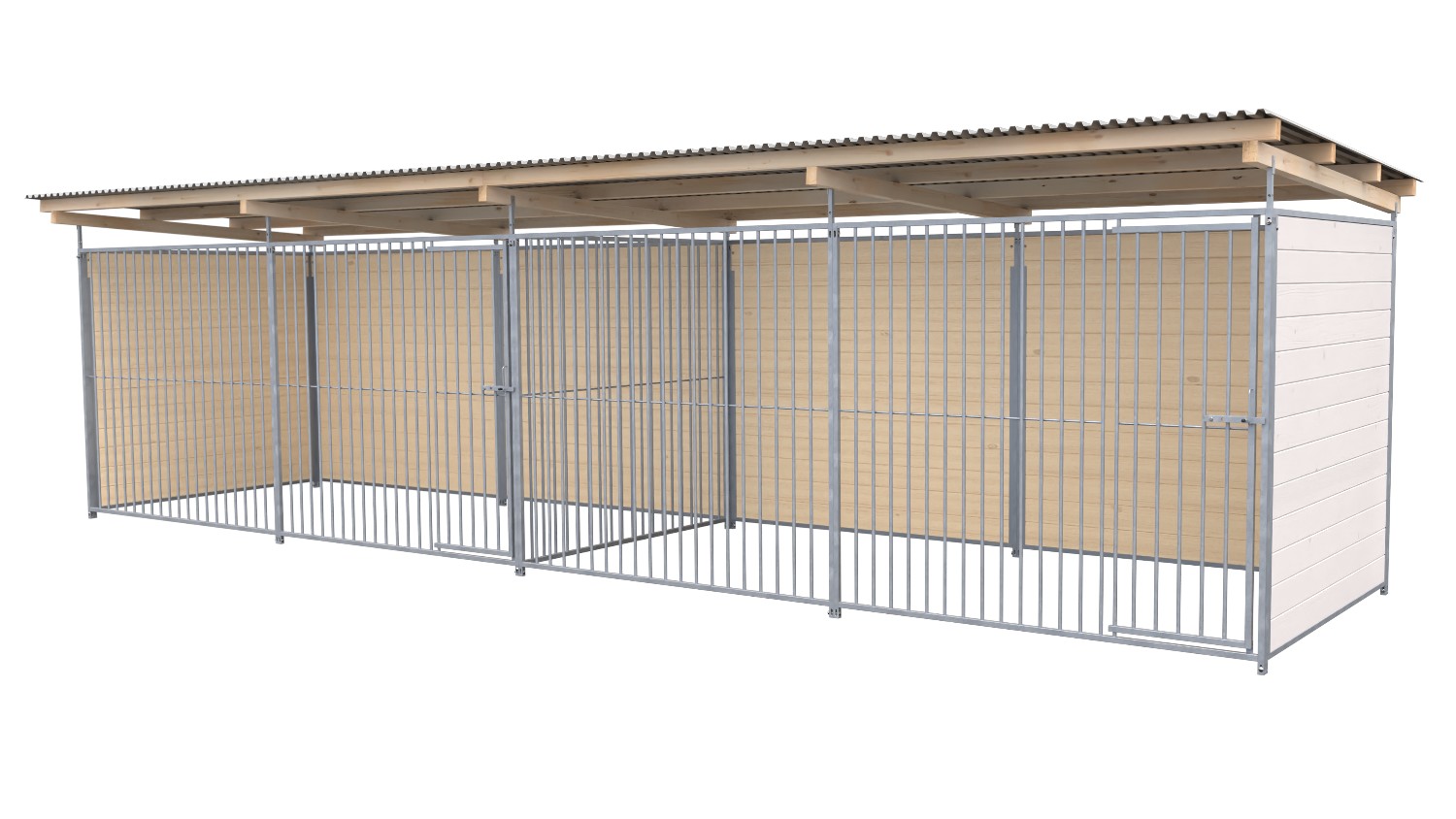 Bild von SAUERLAND Hundezwinger 2 x 8 m Doppelzwinger | 3-seitig geschlossen | weiß lasie...