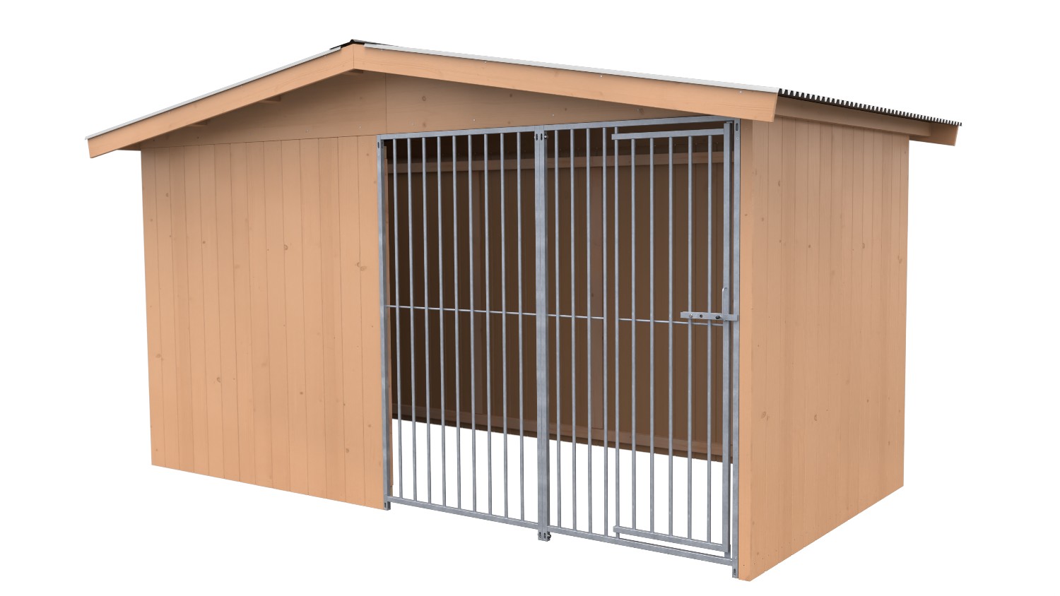 Bild von Villa Holz-Hundezwinger 2 x 4 m | Satteldach | braun | Rohrstab Abstand 8 cm